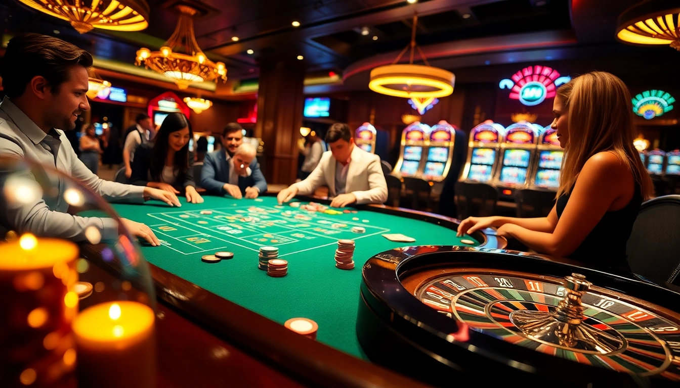 Players engaging in exciting casino games at 79KING, showcasing luxury and thrill.