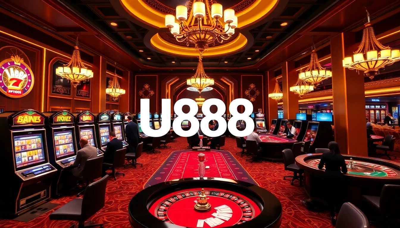 U888 players enjoying an exciting game night at a luxurious casino.