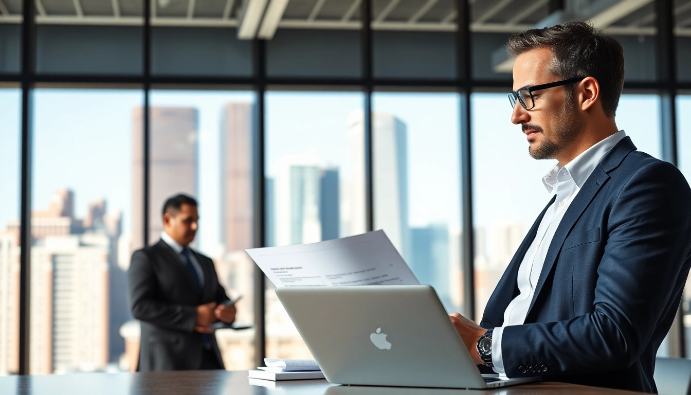 Hochwertiger Headhunter Schweiz, der mit Kandidaten in einem modernen Büro interagiert.