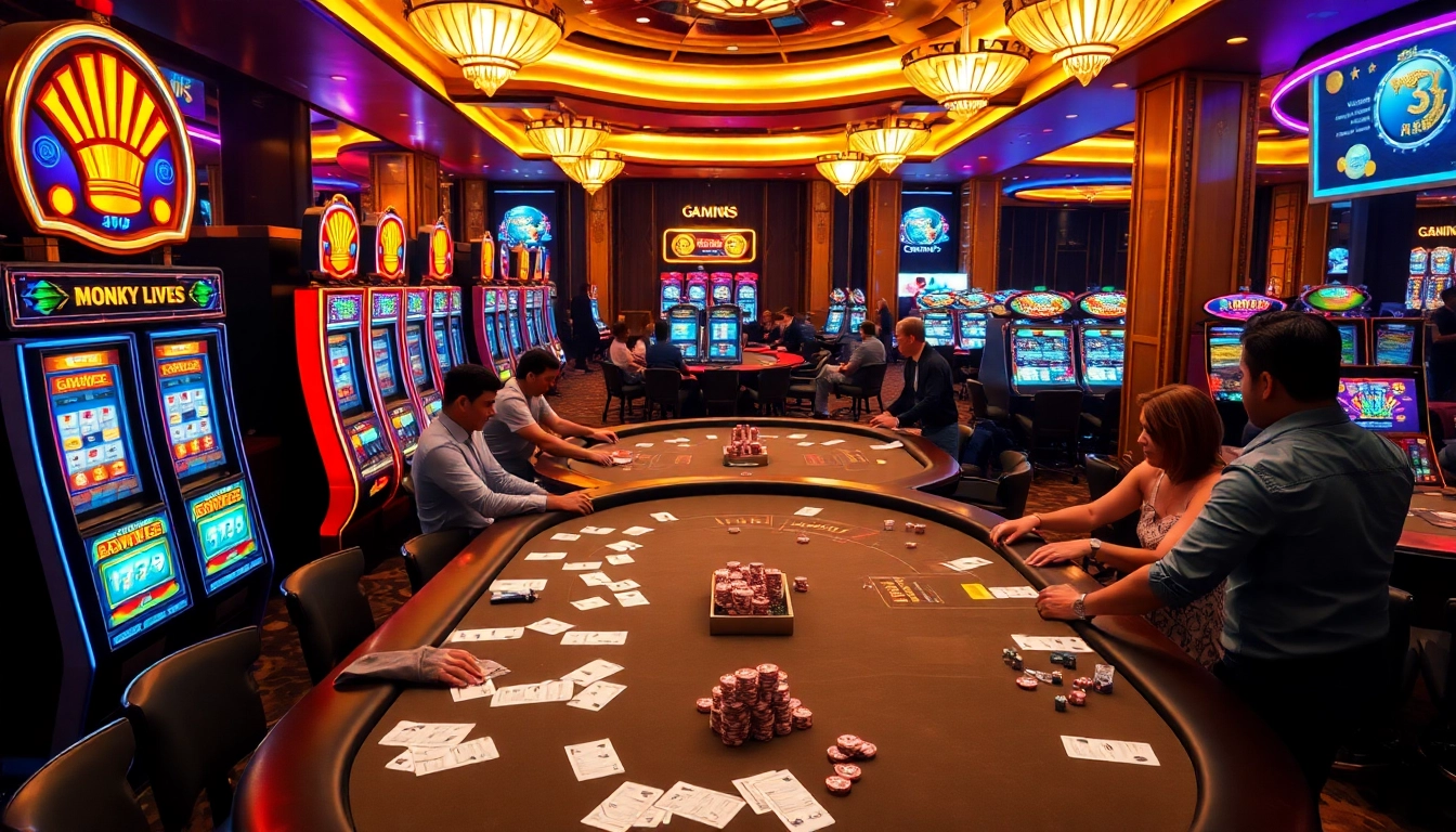 Players enjoying thrilling games at gg.88, illuminating the vibrant casino experience.