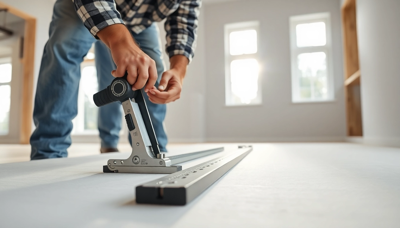Install drywall sheets with precision in a modern home interior setting.