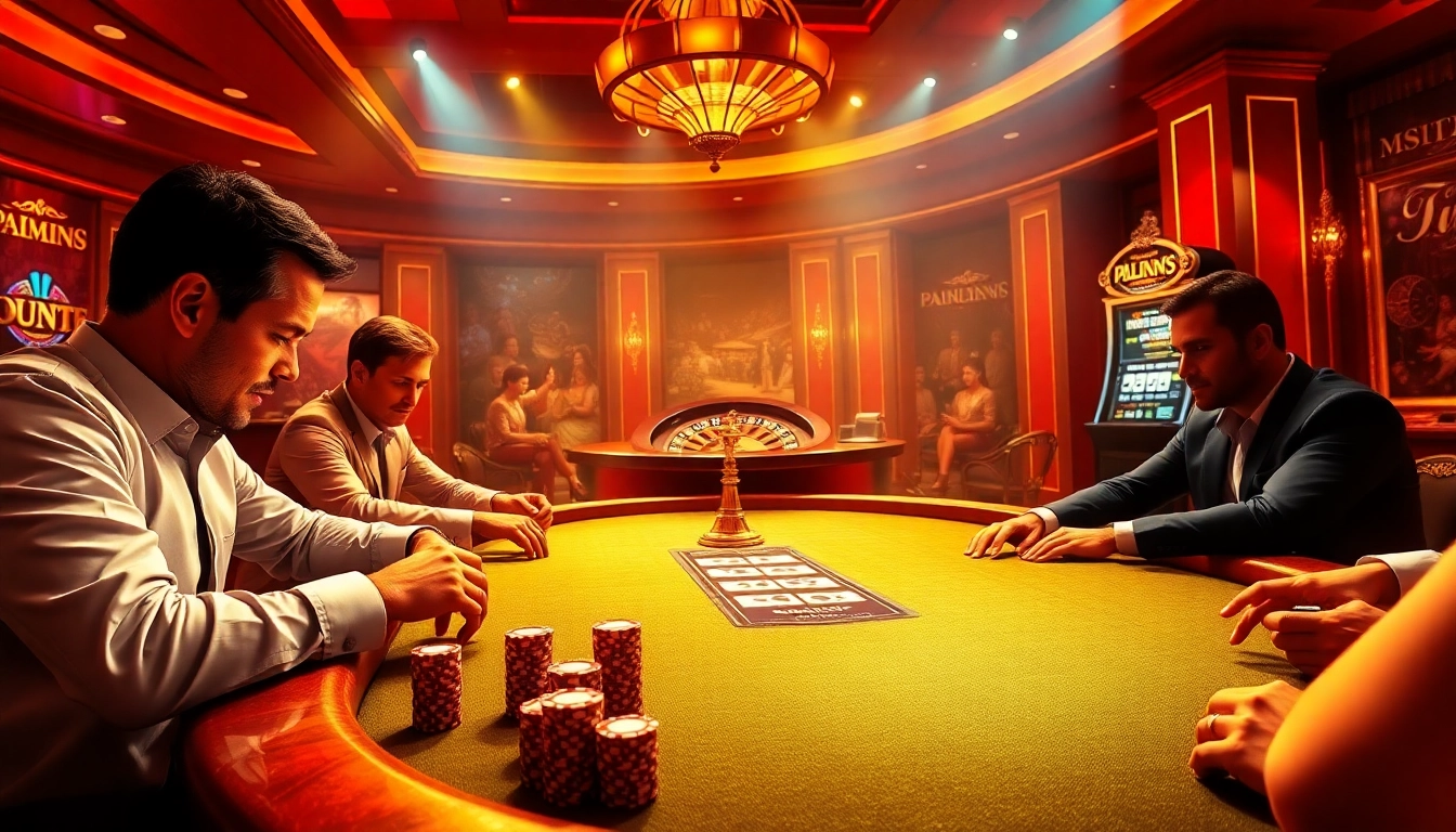 Experience high-stakes poker action at https://go888.jp.net/ with players at a vibrant casino table.