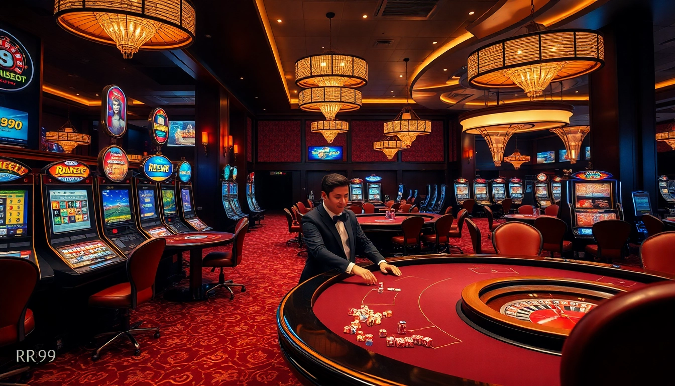 Experience the thrill of RR99 casino with vibrant slot machines and interactive poker tables.