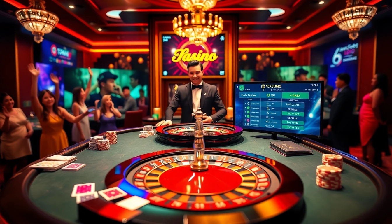 Kết quả xổ số showcased on a vibrant casino table with poker chips and cards.