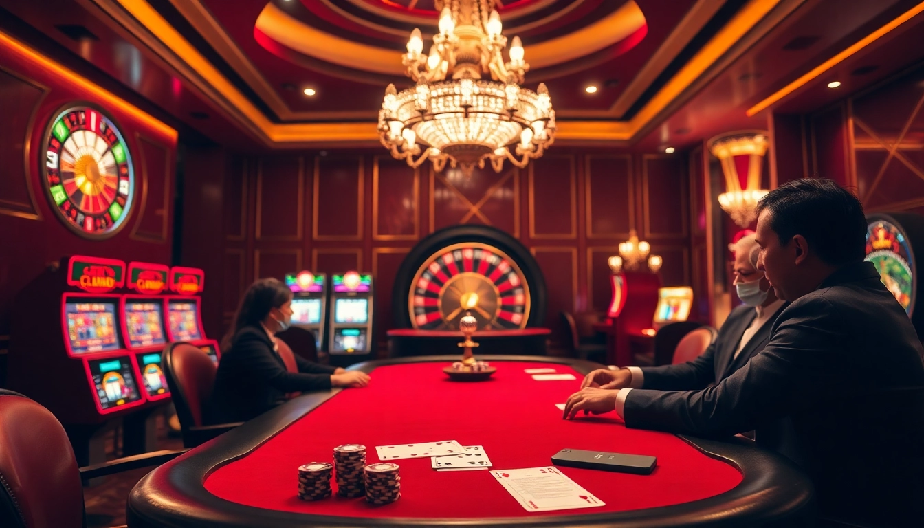 Engaging players in a thrilling Plagiat scannen game at a luxurious casino with poker chips and cards.