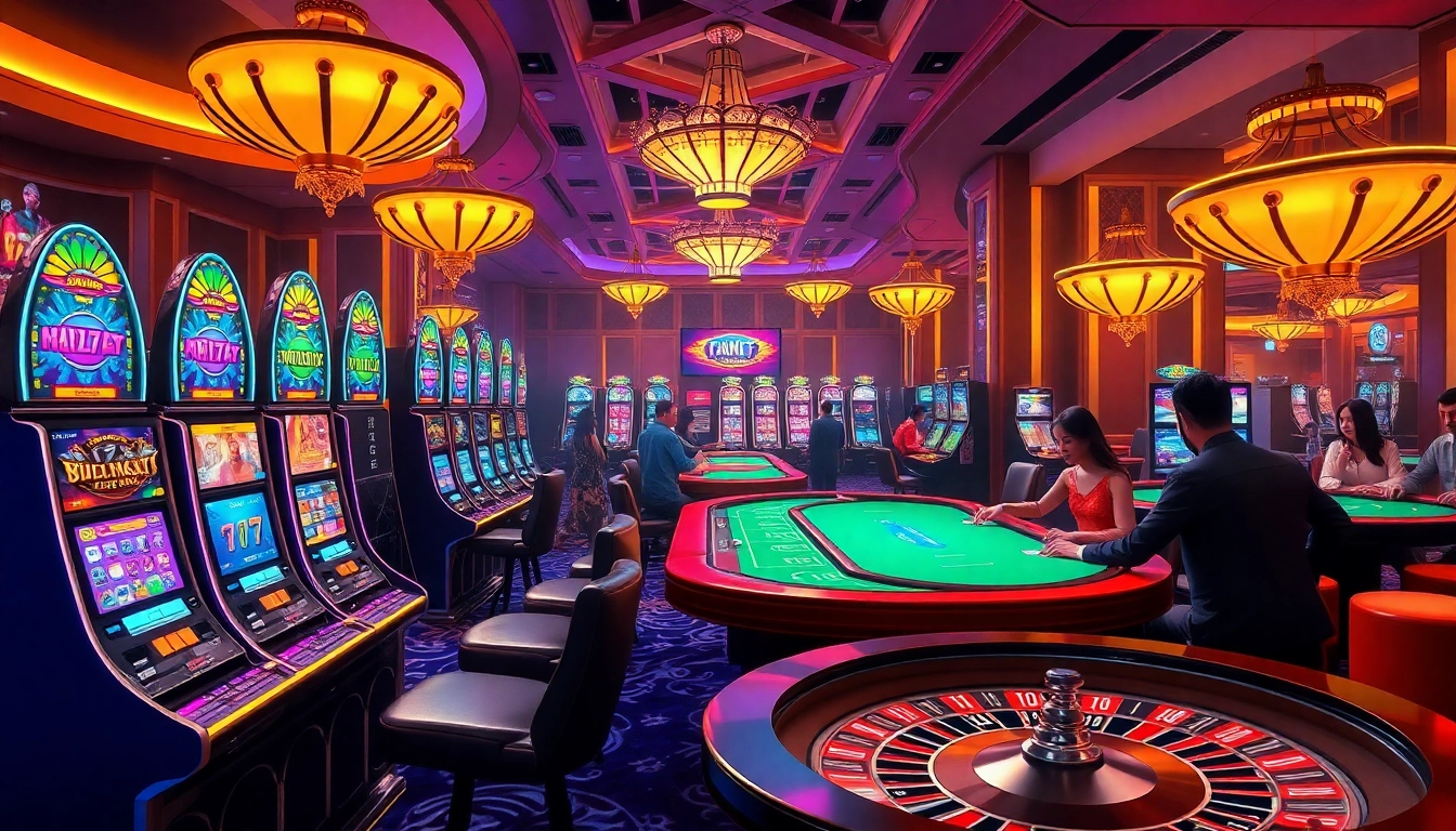 Engage in thrilling Game TT88 experiences with lively casino tables and colorful slot machines.