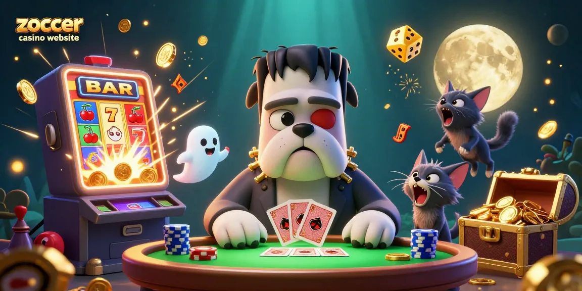 Engage with the zoccer casino website as cartoon characters play and win big at a lively casino table.