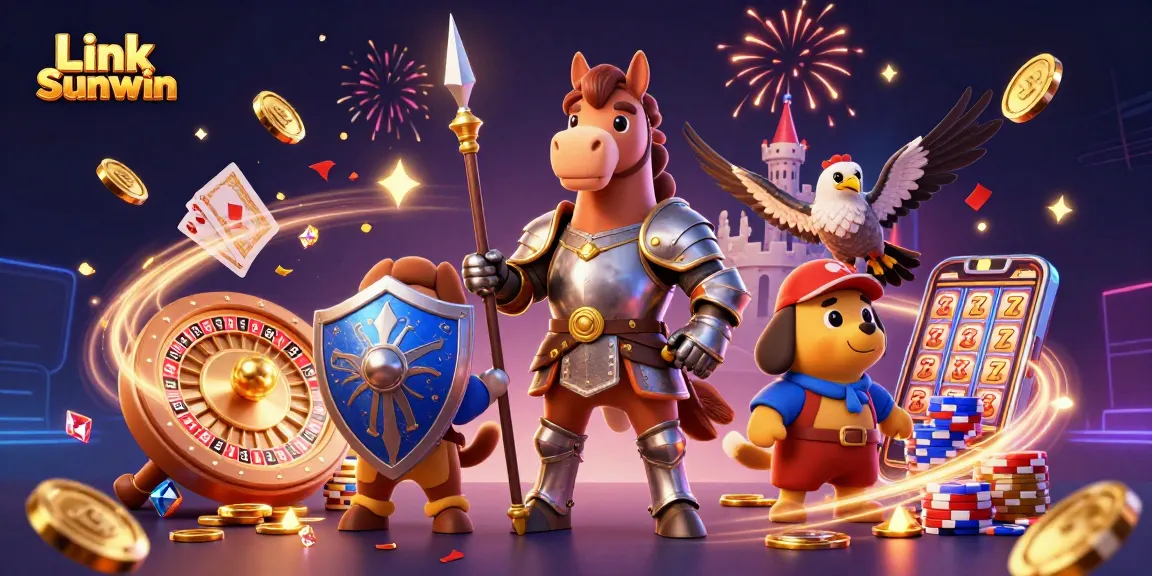 Experience exhilarating gameplay with Link Sunwin, featuring vibrant casino elements and dynamic characters.