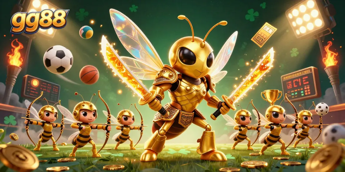 Bet on gg88 with cartoon characters depicting an energetic casino atmosphere showcasing sports and gaming elements.