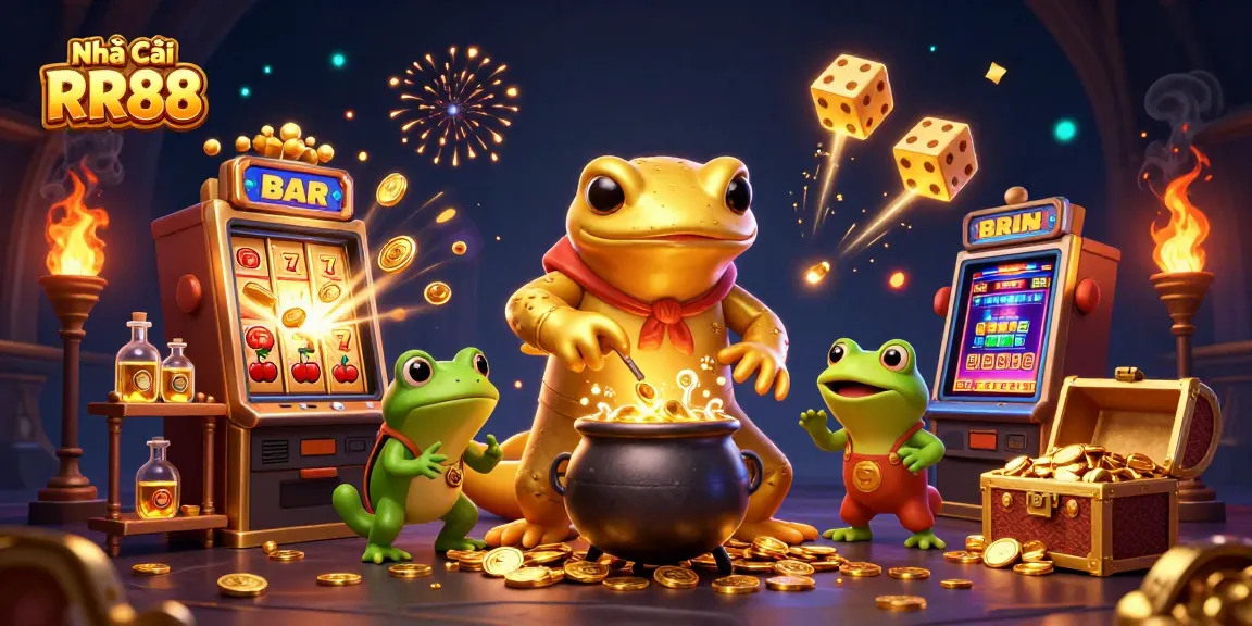 Bet with Nhà Cái RR88 in a vibrant 3D casino scene filled with gold and excitement.